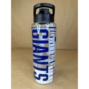 New York Giants NFL Team Logo Clear Plastic Water Bottle with Black Lid NEW